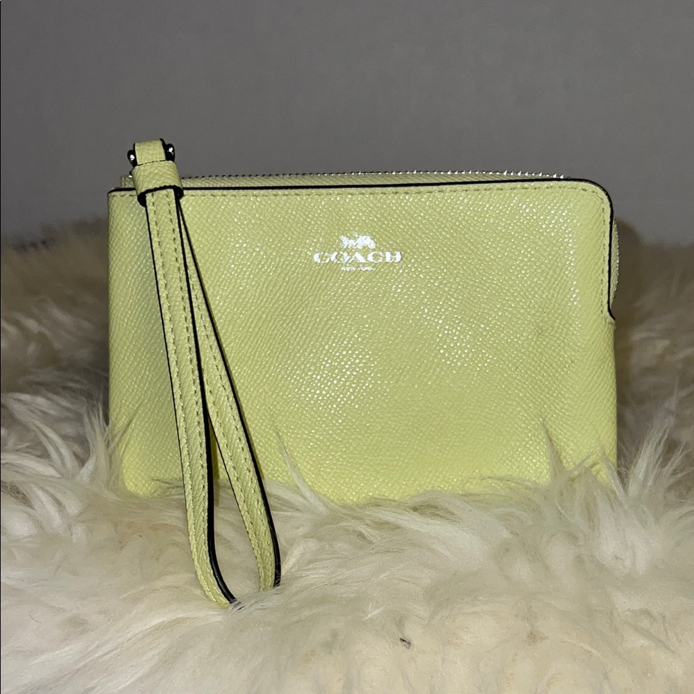 Coach Lemon/Lime Wristlet Clutch with Wrist Strap